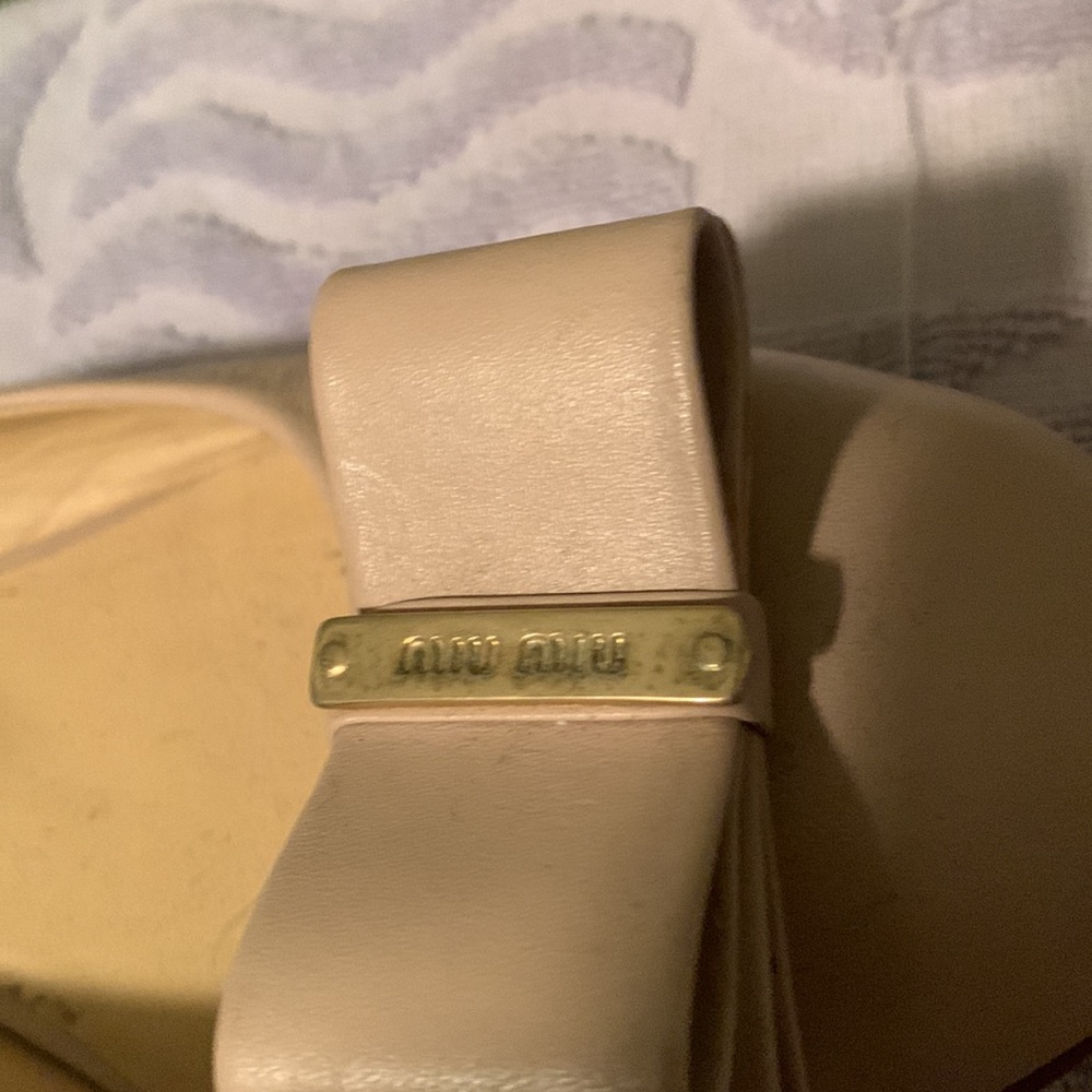 Designer Miu Miu Flats With Bows, Size 39, Nude C… - image 6